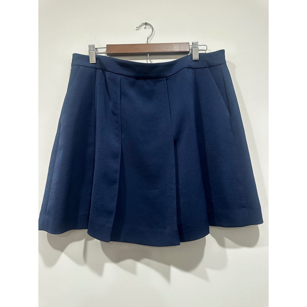 Vince Navy Blue Pleated A-Line Mini Skirt with Pockets Size 14